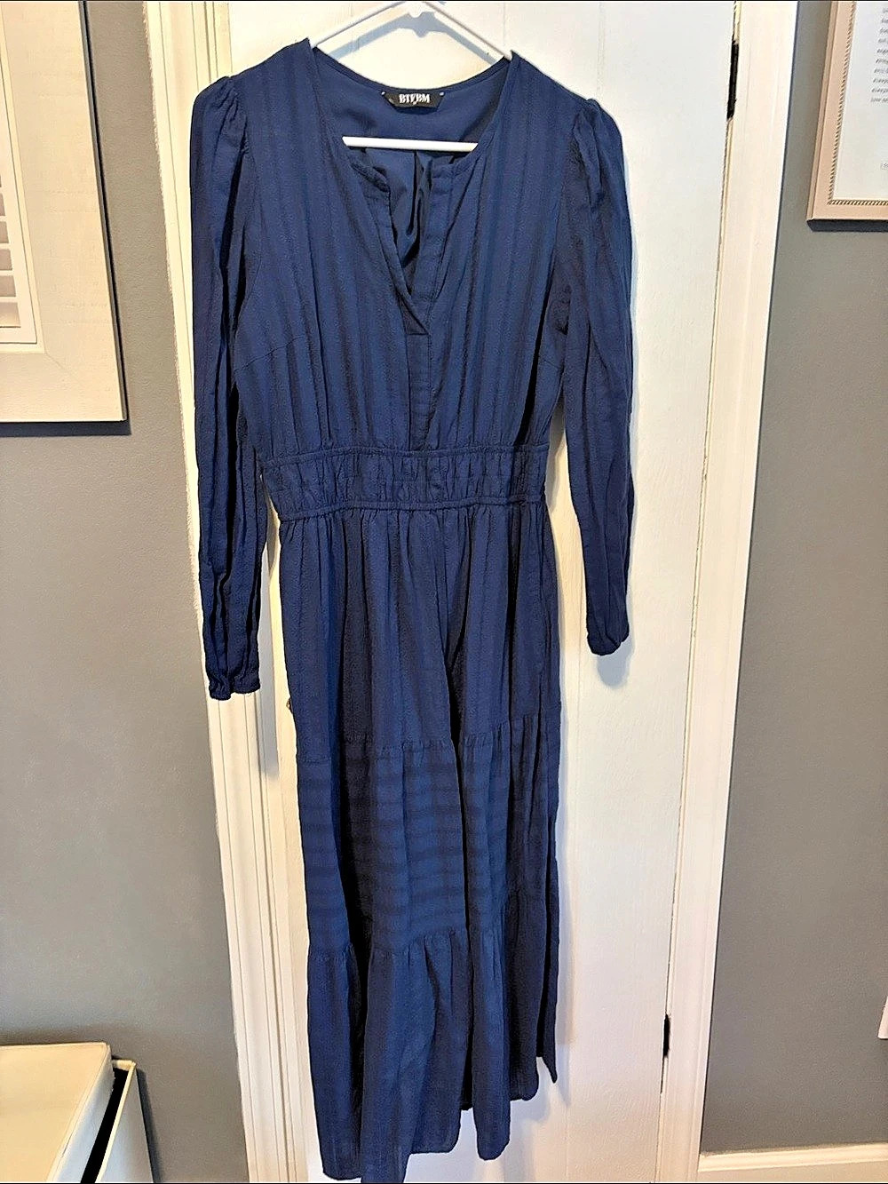 Boden Long Sleeve Maxi Dress in Blue Like New